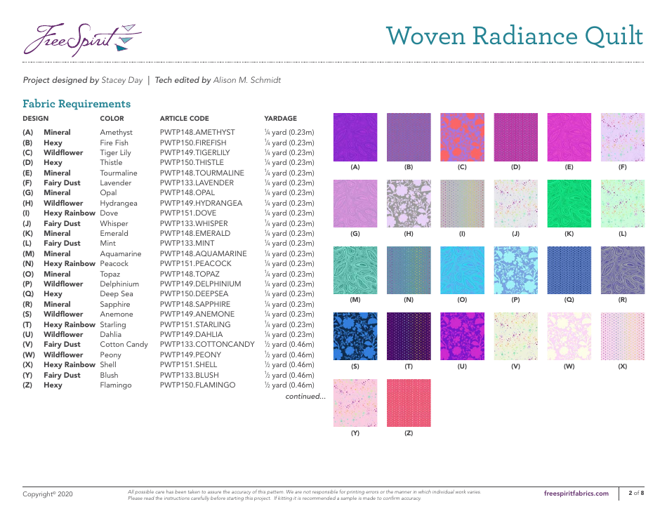 Woven Radiance Quilt Pattern Template, Page 2