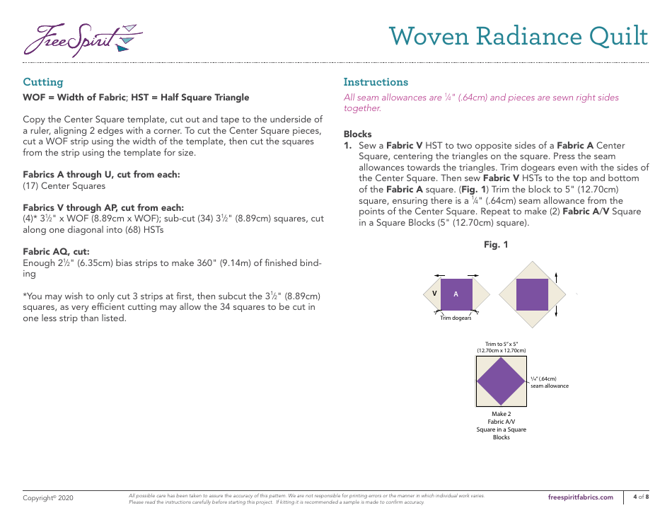 Woven Radiance Quilt Pattern Template, Page 4