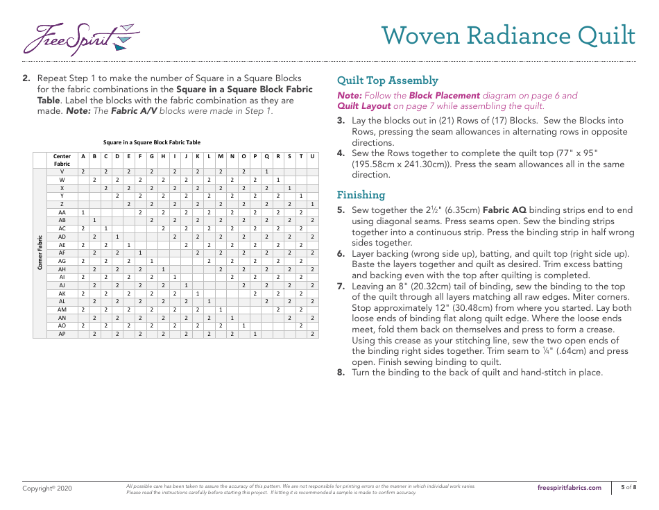 Woven Radiance Quilt Pattern Template, Page 5