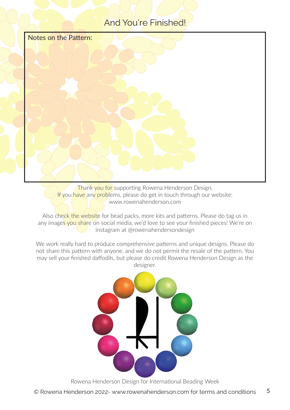 Daffodil Bead Pattern, Page 5