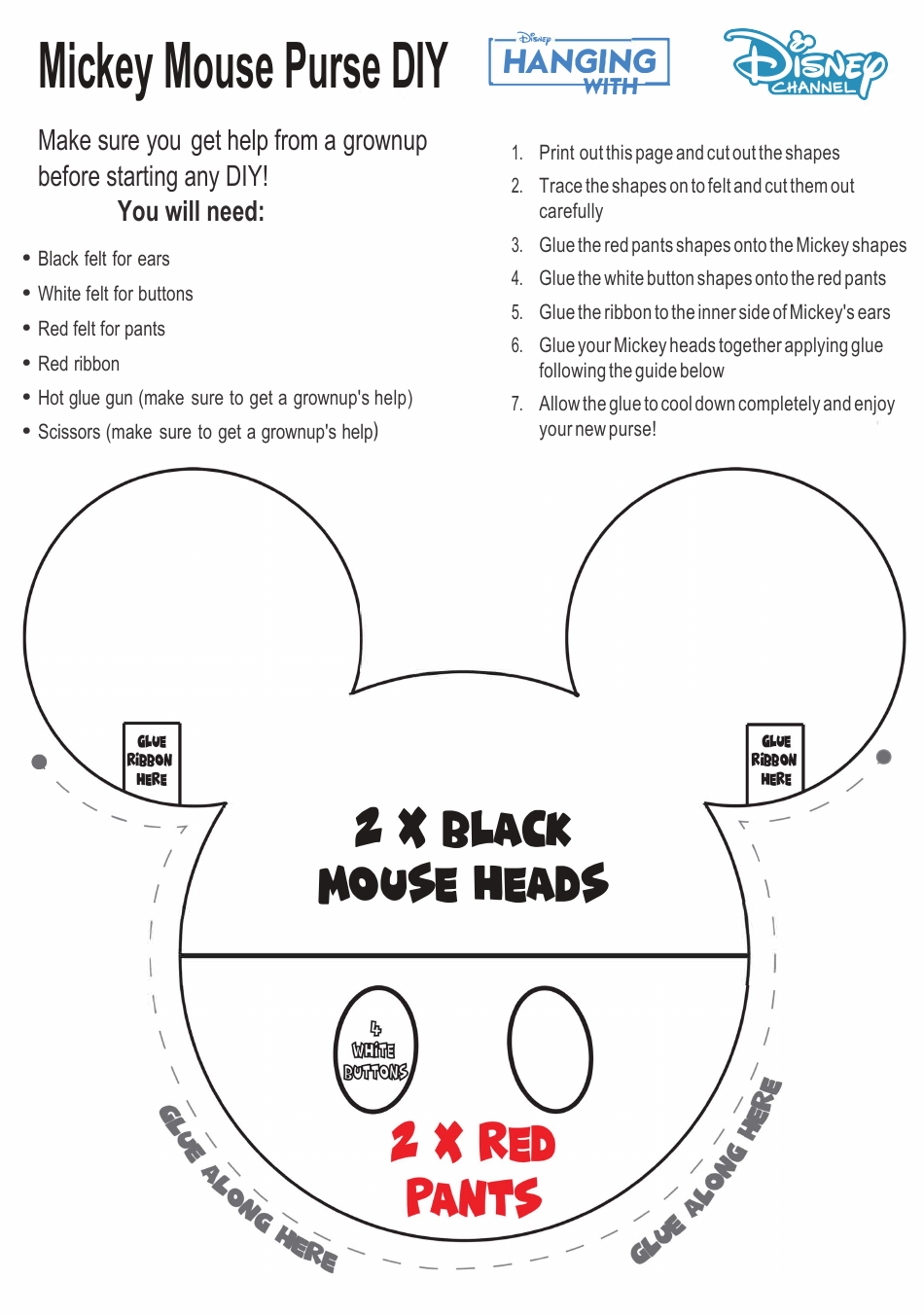 Mickey Mouse Purse Template - Create custom Disney inspired purses
