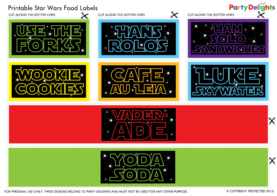 Star Wars Food Label Templates, Page 1