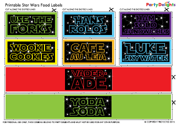 Document preview: Star Wars Food Label Templates