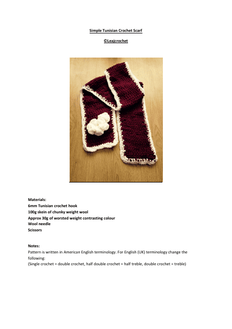 Tunisian Scarf Crochet Pattern - PDF preview image