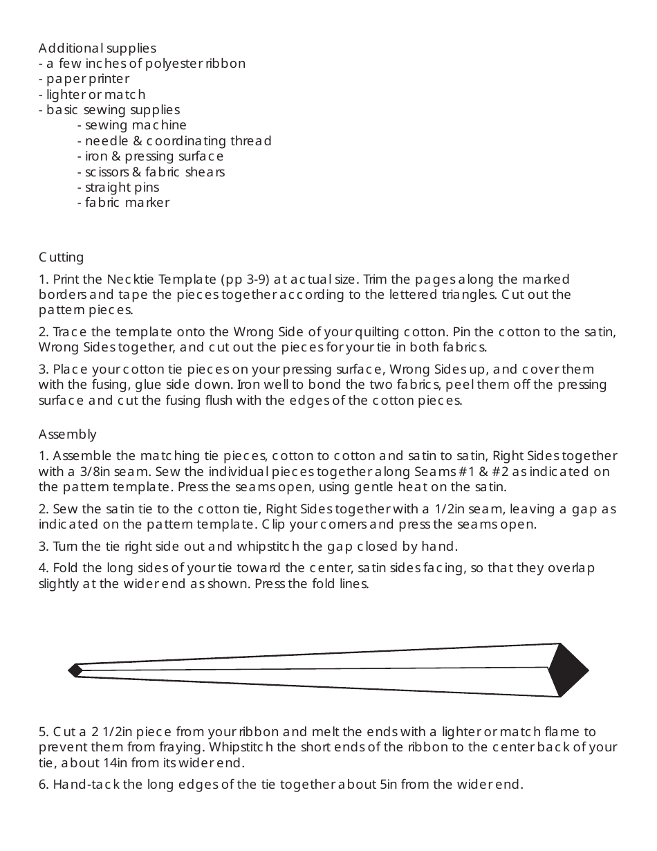 Dc Necktie Sewing Pattern Templates, Page 2