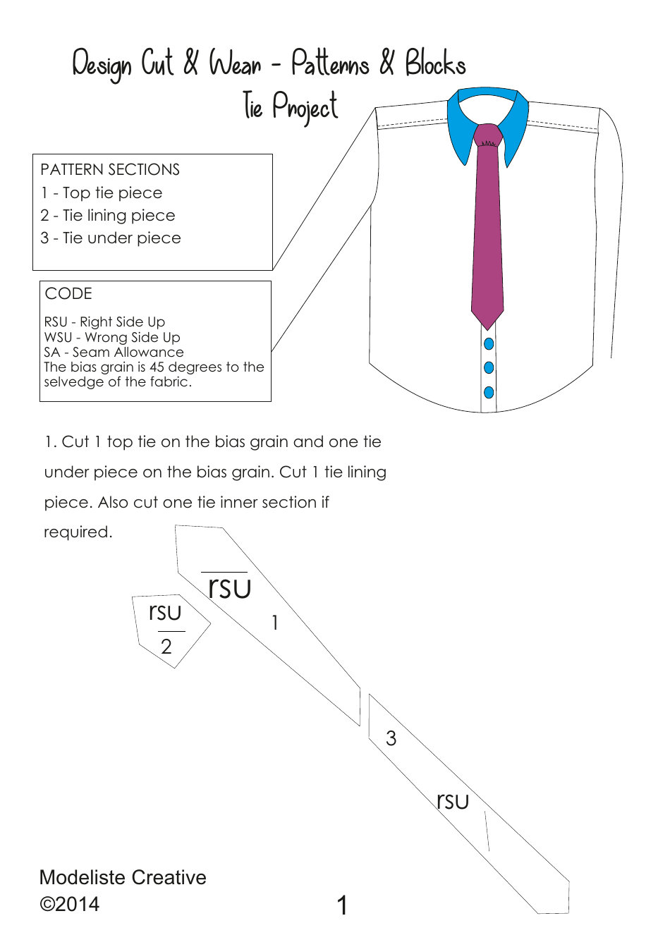 Tie Sewing Pattern Templates Download Printable PDF Templateroller