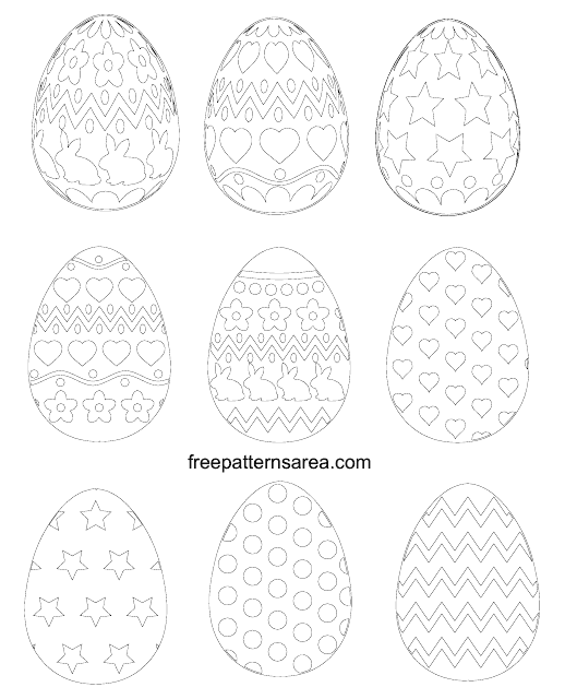 Easter Egg Shapes Outline Templates