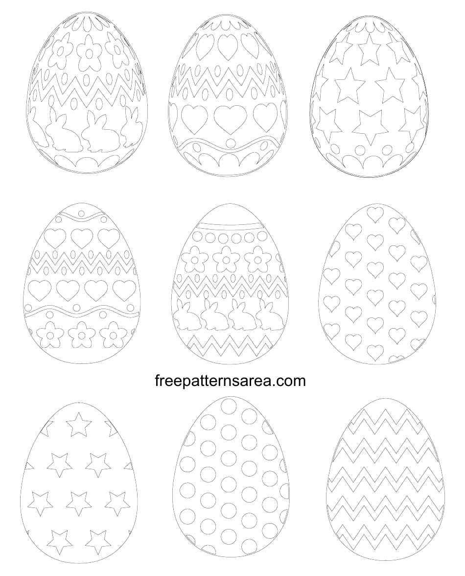Easter Egg Shapes Outline Templates, Page 1