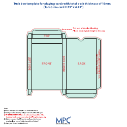 Document preview: Tuck Box Template for Playing Cards With Total Deck Thickness of 10mm