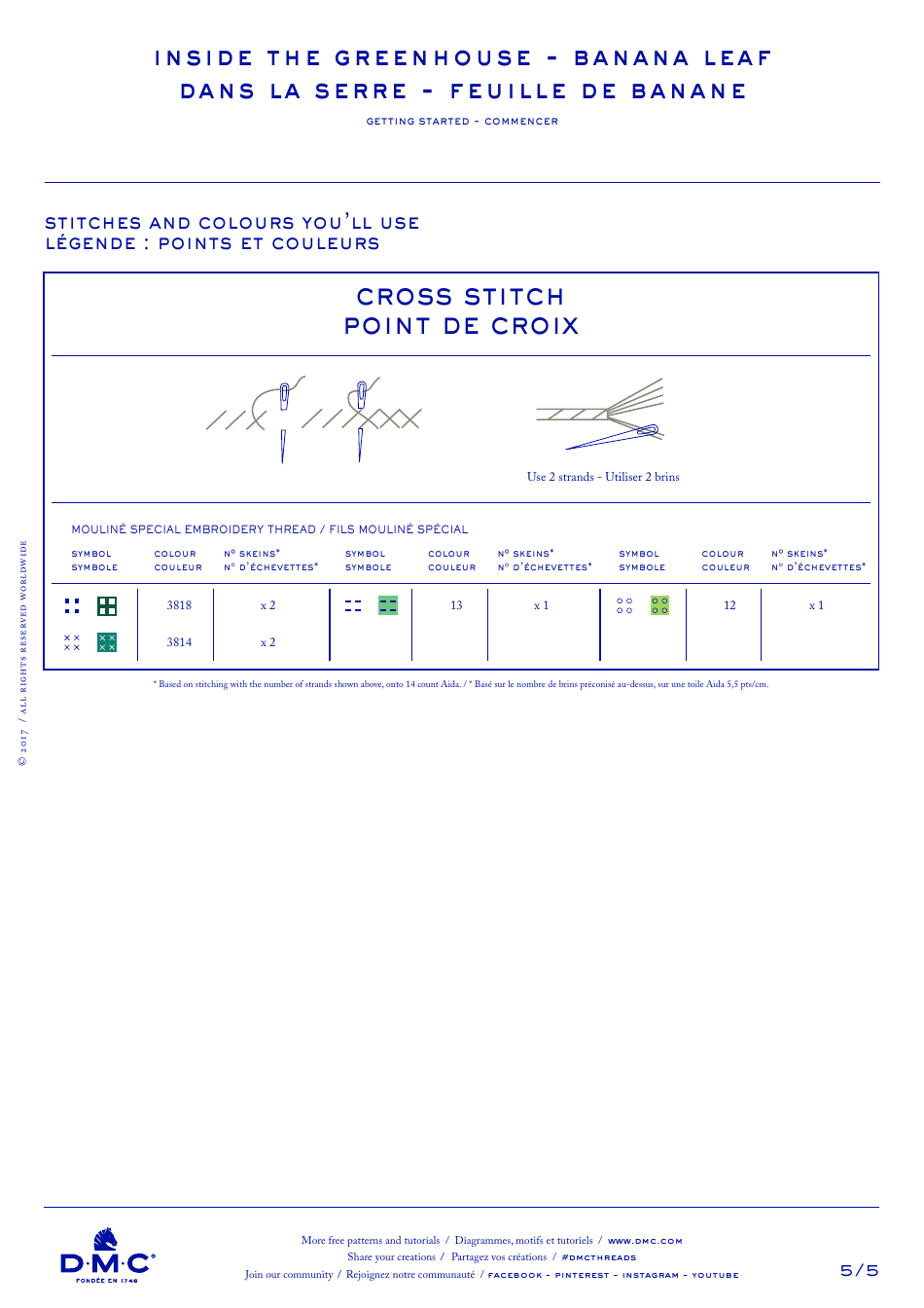Inside the Greenhouse - Banana Leaf Cross-stitch Pattern (English / French), Page 5