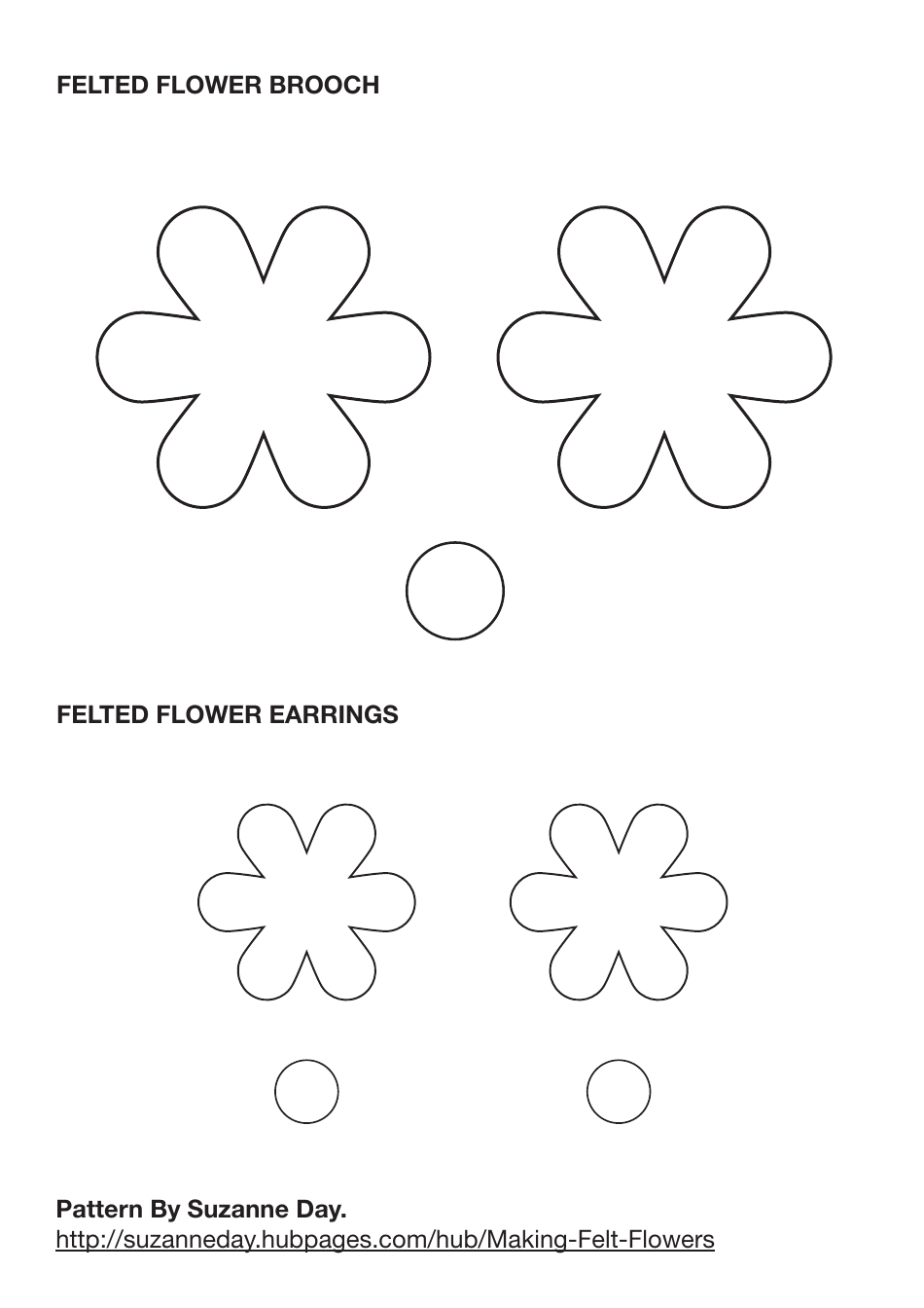 Felted Flower Brooch and Earrings Template Download Printable PDF ...