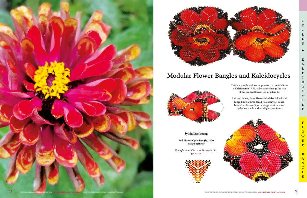 Modular Flower Bangles and Kaleidocycles Beading Pattern - TemplateRoller