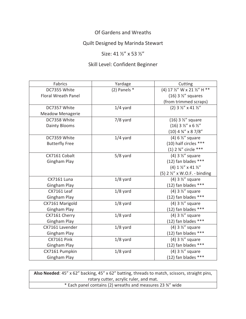 Of Gardens and Wreaths Quilt Patten Templates, Page 3