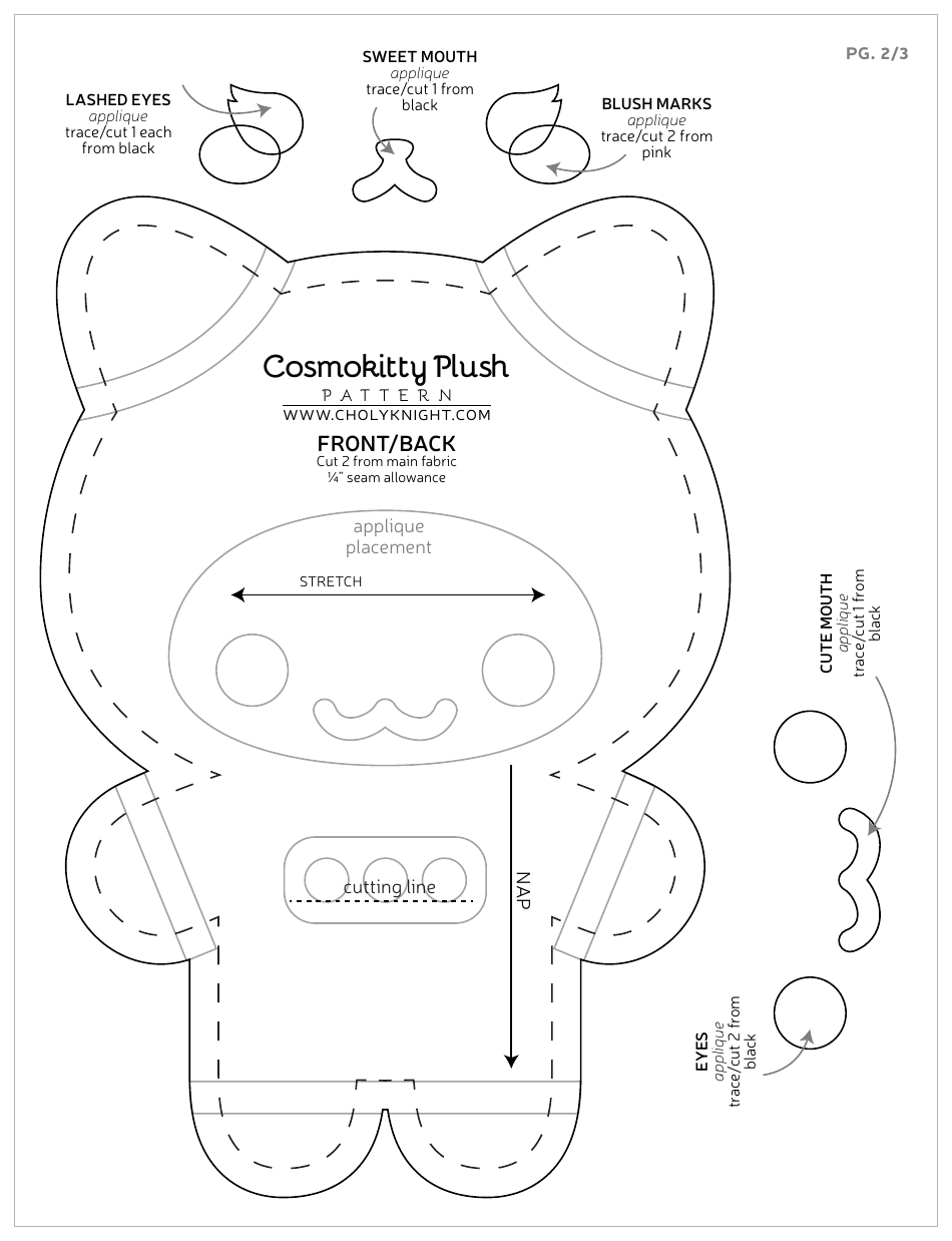 Astrobunny and Cosmokitty Plush Sewing Patten Templates, Page 12