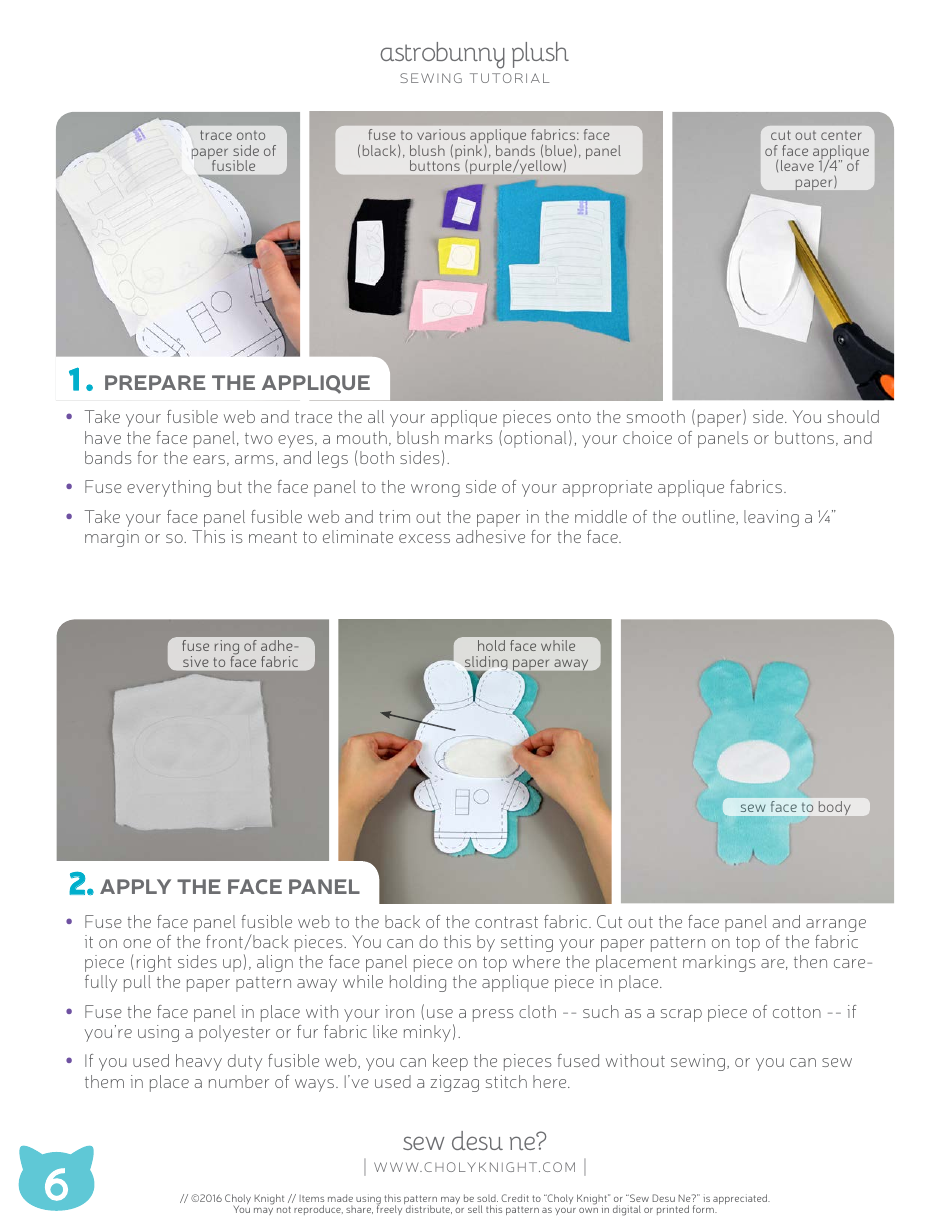 Astrobunny and Cosmokitty Plush Sewing Patten Templates, Page 6