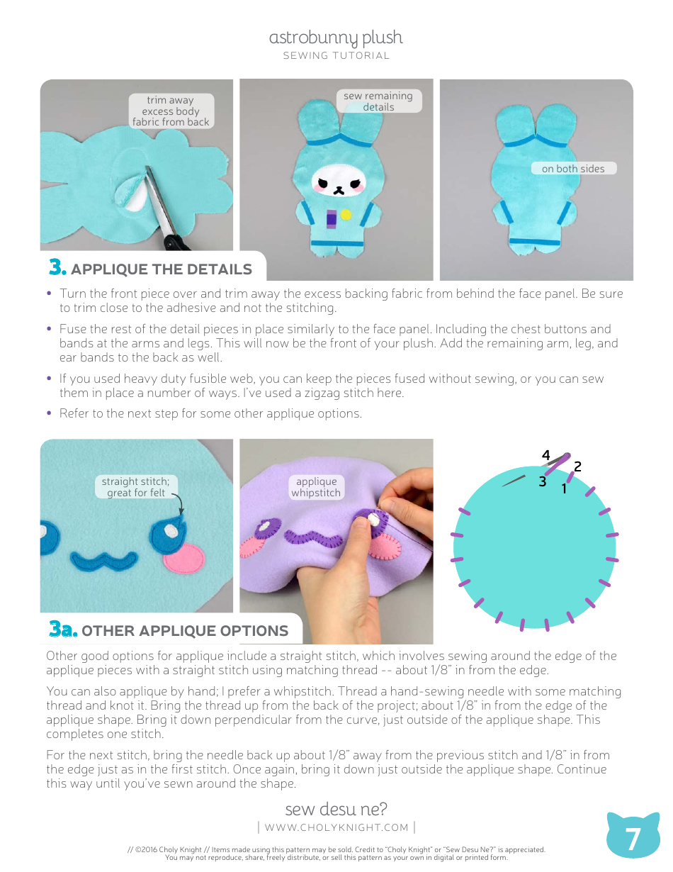 Astrobunny and Cosmokitty Plush Sewing Patten Templates, Page 7
