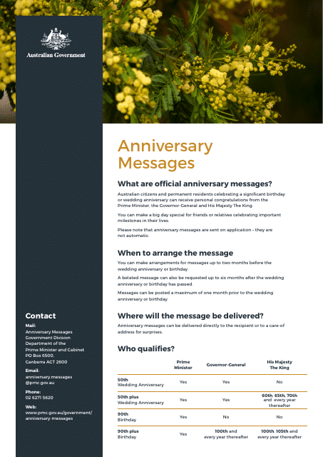 Anniversary Message Request - Australia