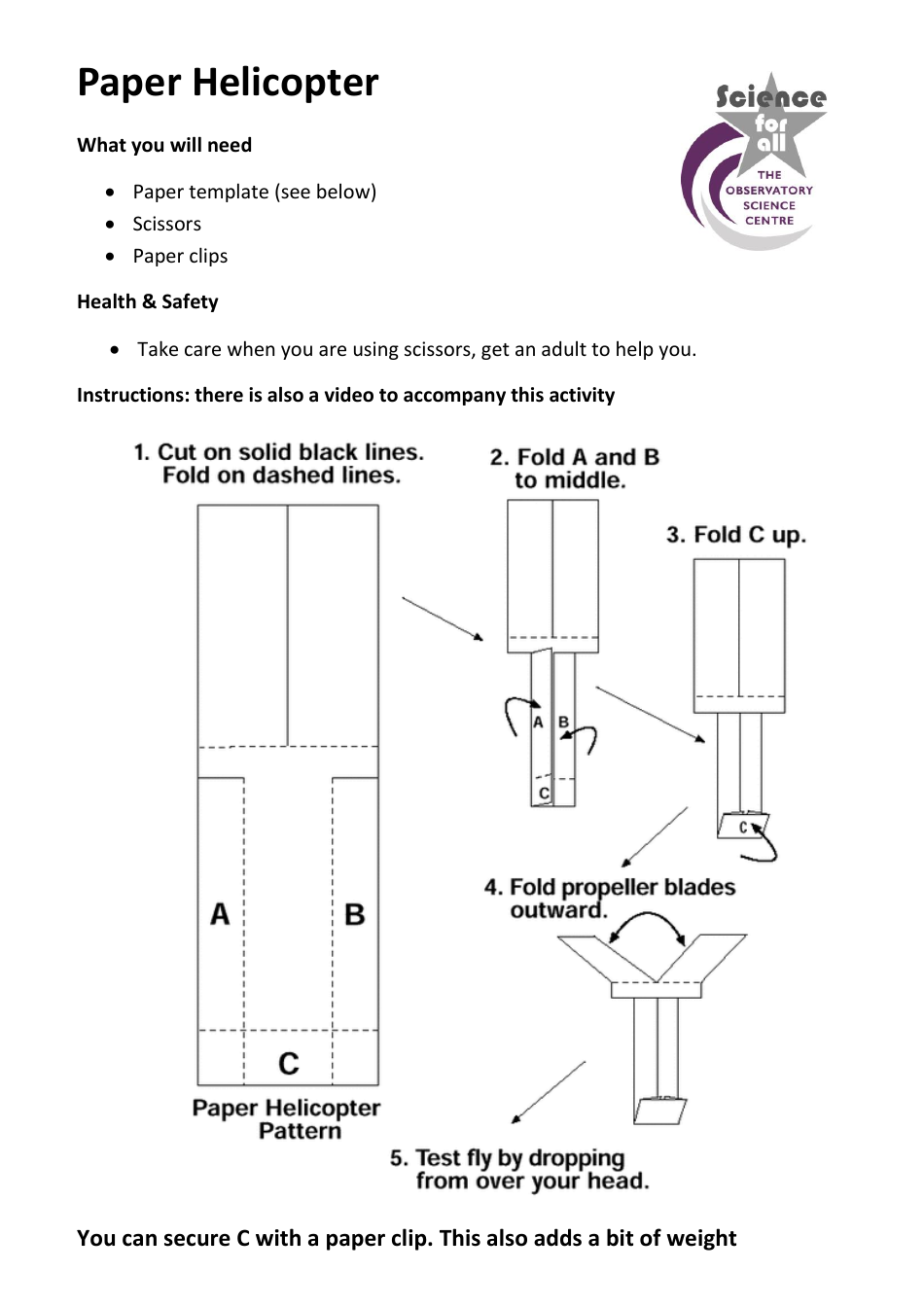Paper Helicopter Templates the Observatory Science Centre Download