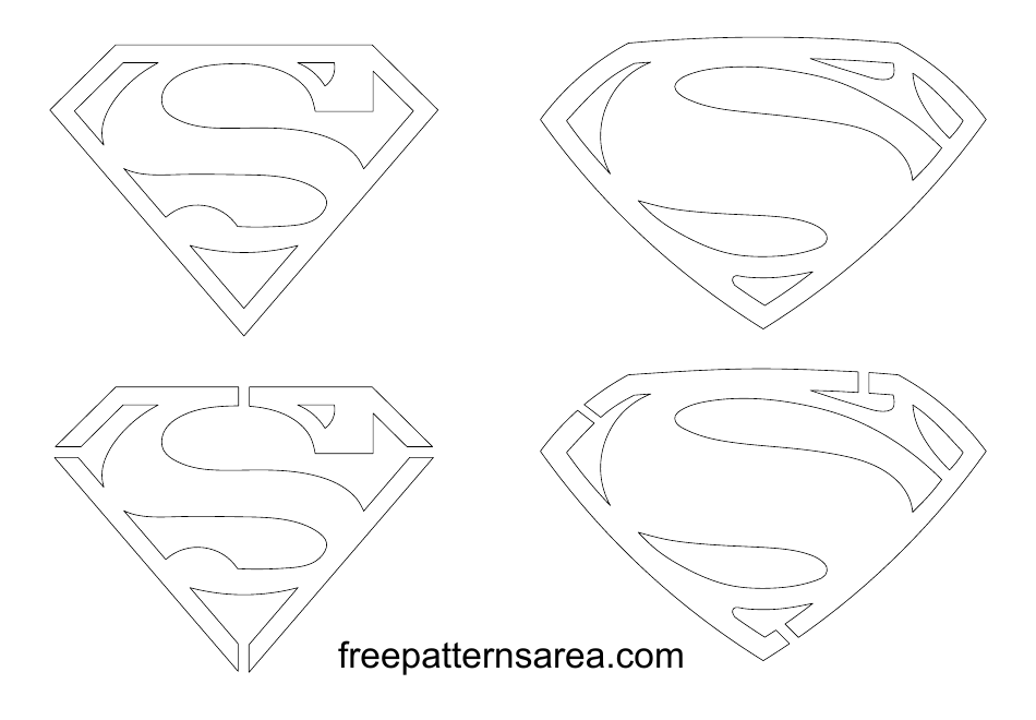 Superman Logo Outline Stencil Templates, Page 1