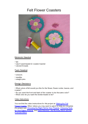 Document preview: Felt Flower Coaster Templates - Two Lucky Cats