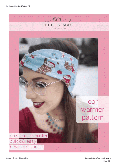 Ear Warmer Headband Sewing Pattern Templates Preview Image