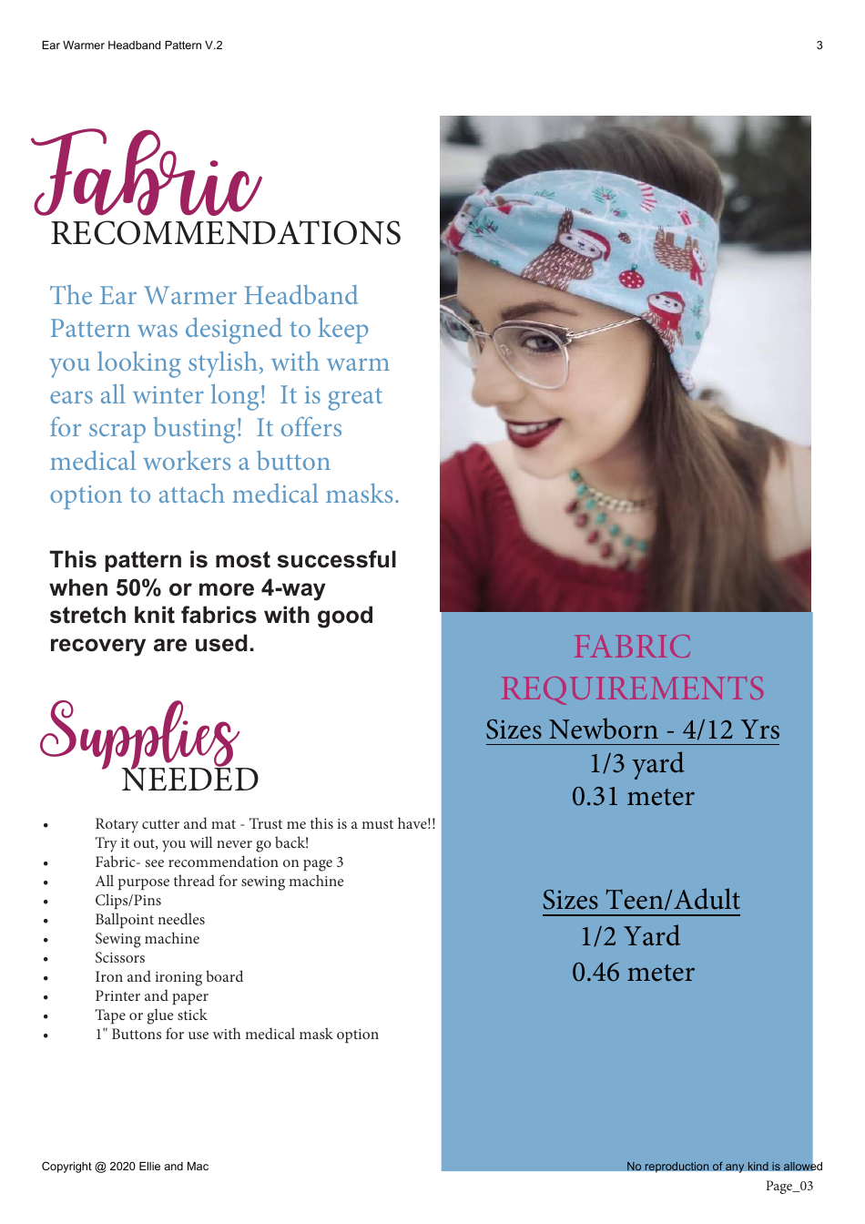 Ear Warmer Headband Sewing Pattern Templates, Page 3