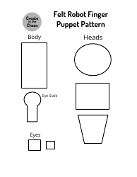 Document preview: Felt Robot Finger Puppet Pattern Template