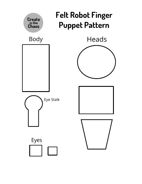 Felt Robot Finger Puppet Pattern Template
