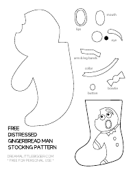 Document preview: Distressed Gingerbread Man Stocking Pattern Template