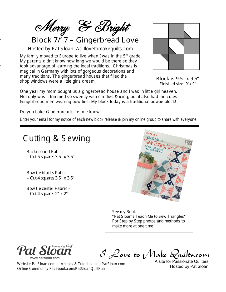 Gingerbread Love Quilt Block Pattern Image Preview