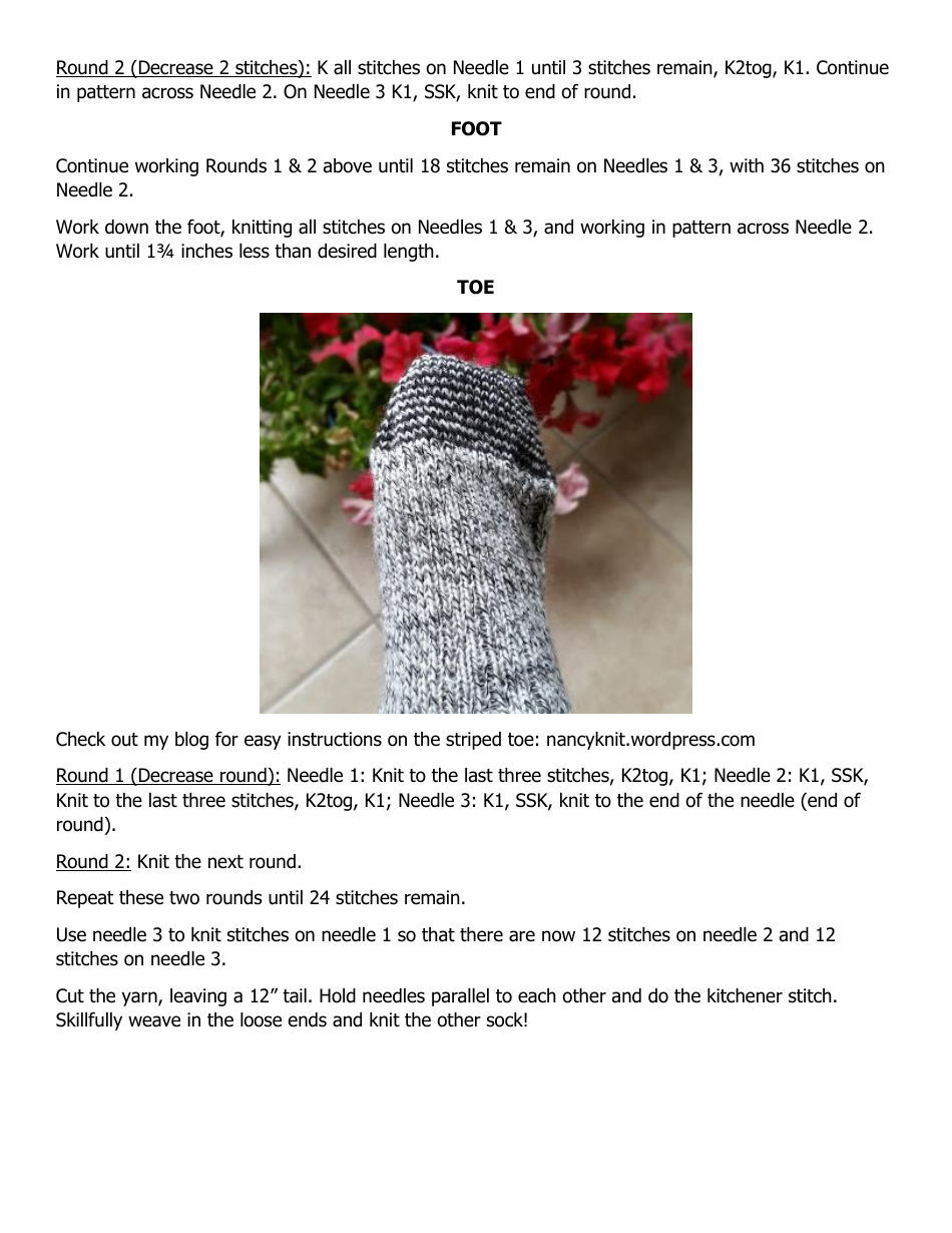 72 Stitch Sock Knitting Pattern, Page 4