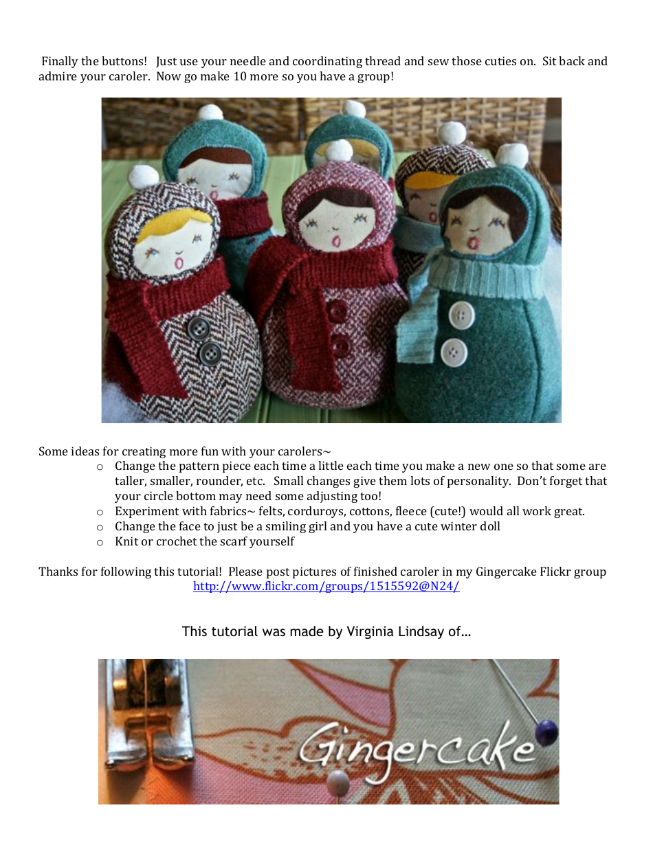 Winter Caroler Sewing Pattern Template, Page 10