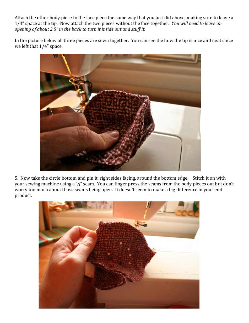 Winter Caroler Sewing Pattern Template, Page 5