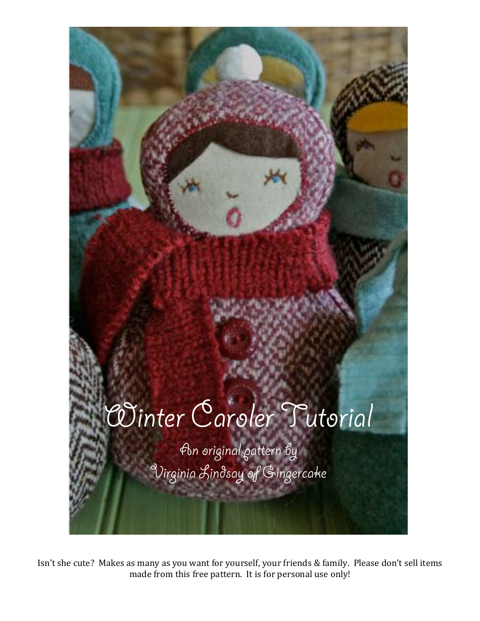 Winter Caroler Sewing Pattern Template Download Printable PDF ...