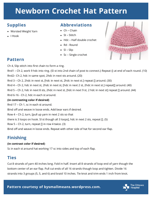 Newborn Hat Crochet Pattern - Image Preview