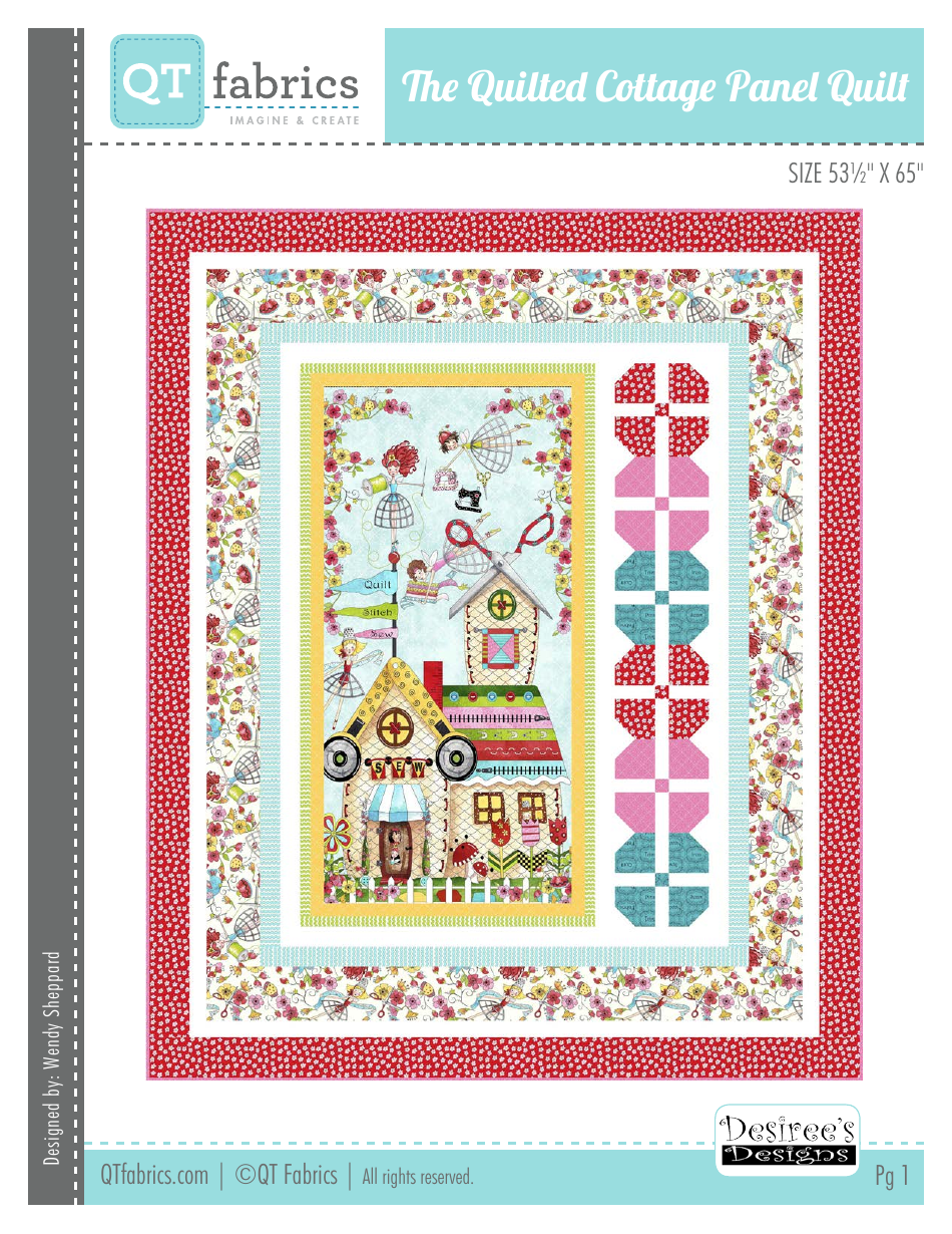 Quilted Cottage Panel Quilt Pattern - Beautiful floral and cottage-inspired panel quilt pattern.