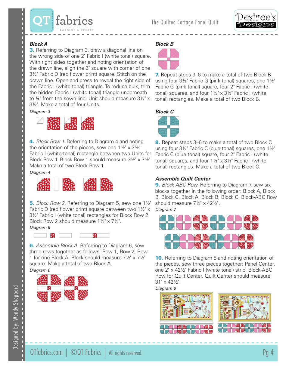 Quilted Cottage Panel Quilt Pattern, Page 4