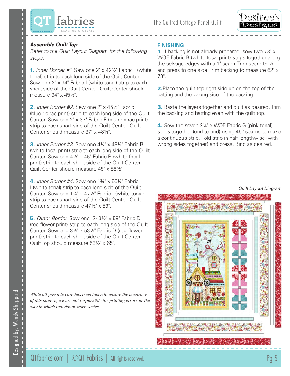 Quilted Cottage Panel Quilt Pattern, Page 5