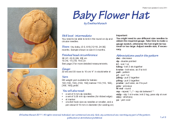 Document preview: Baby Flower Hat Crochet Pattern