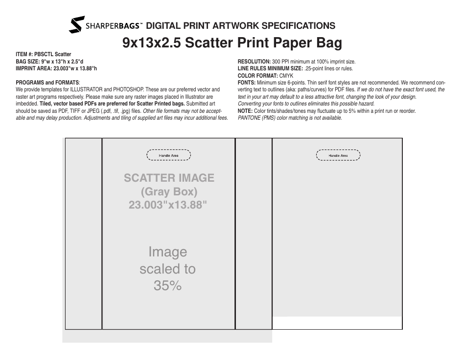 9x13x2.5 Scatter Print Paper Bag Template Image Preview