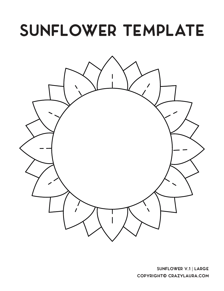 Sunflower Template - V.1 Download Printable PDF | Templateroller