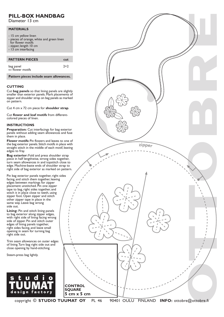 Pill-Box Handbag Stitch Pattern Template Image Preview