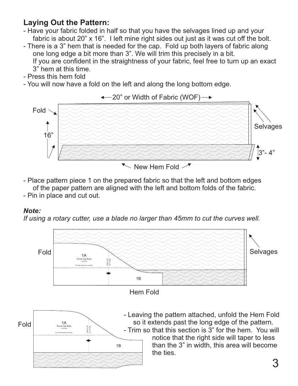 Scrub CAP Sewing Pattern Templates, Page 3