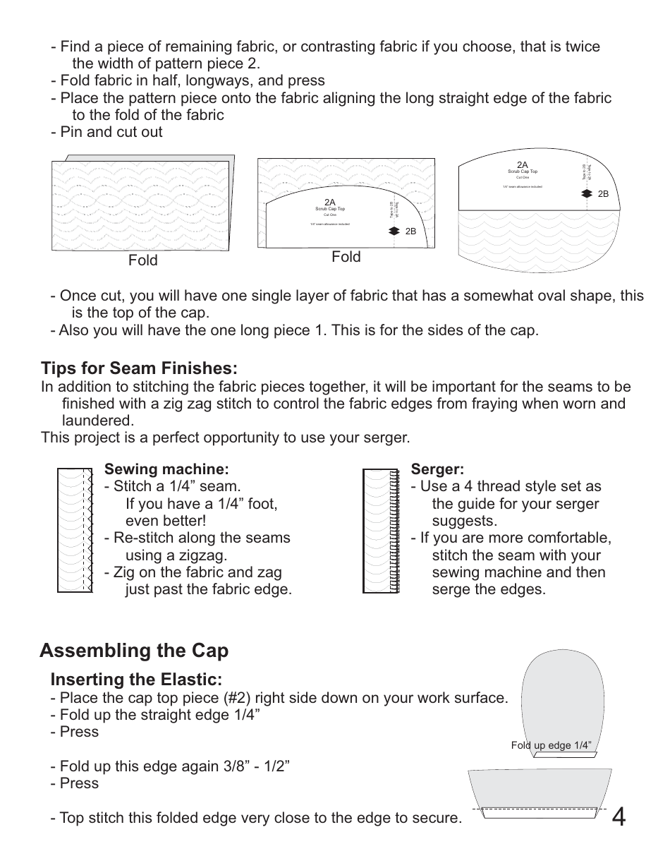Scrub CAP Sewing Pattern Templates, Page 4