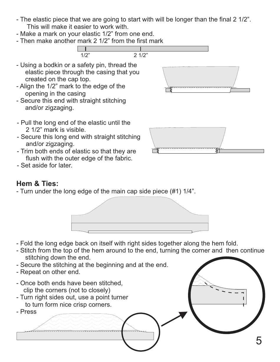 Scrub CAP Sewing Pattern Templates, Page 5