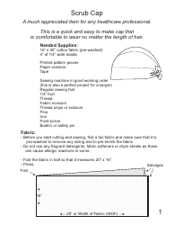 Document preview: Scrub CAP Sewing Pattern Templates