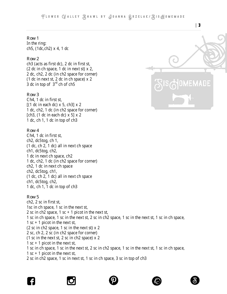 Flower Valley Shawl Pattern, Page 3