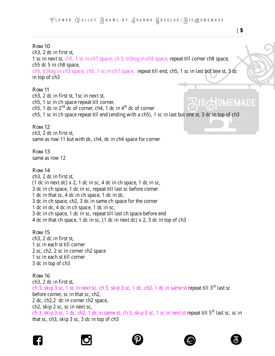 Flower Valley Shawl Pattern, Page 5