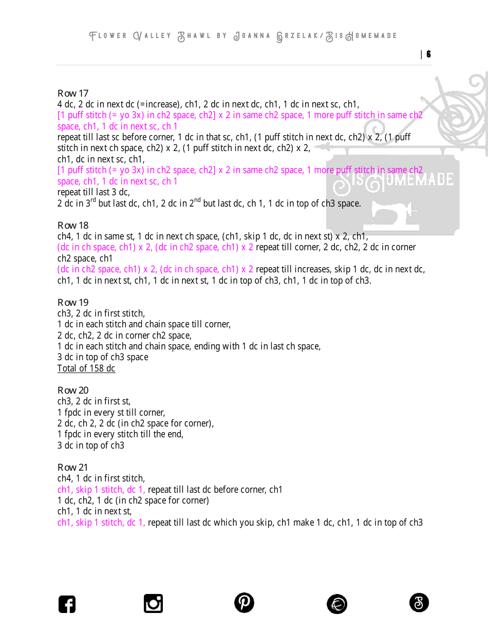 Flower Valley Shawl Pattern, Page 6