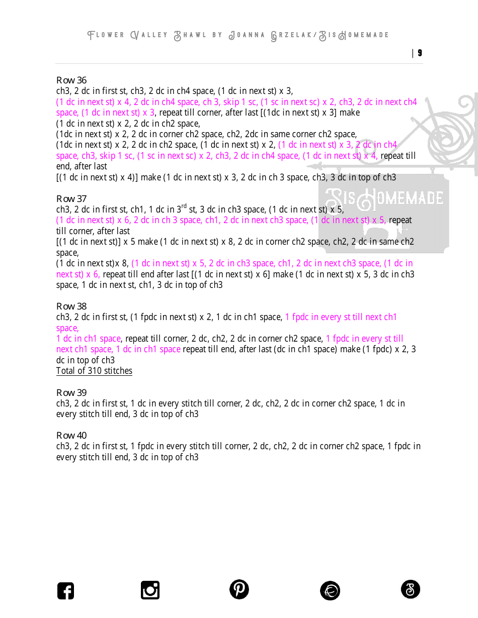 Flower Valley Shawl Pattern, Page 9